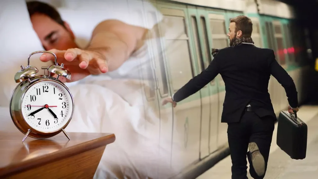 sabah kaosu ve stres acele eden adam